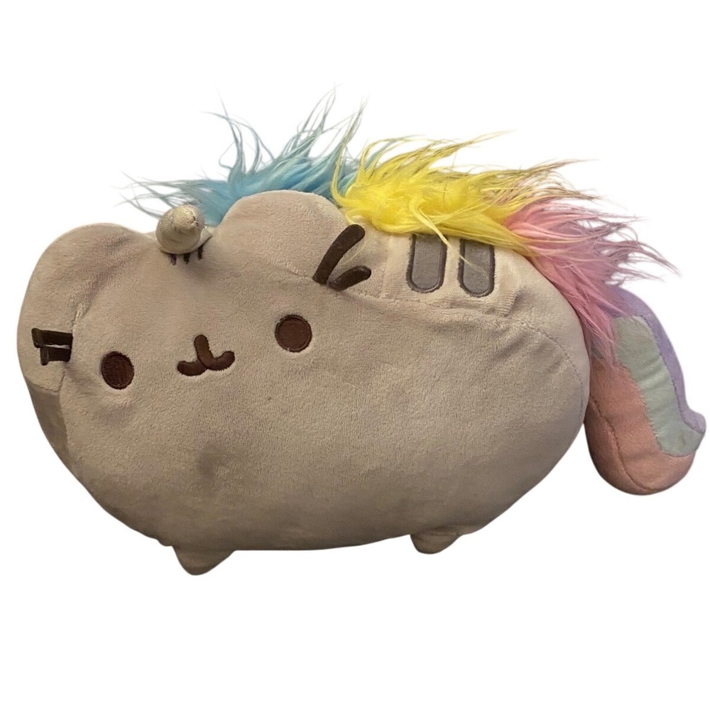 Pusheen GUND‎ Pusheenicorn Plush Kids Grey Rainbow Mane Unicorn Cat 13"